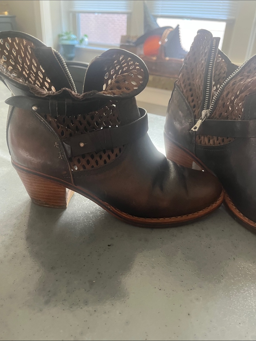 rag & bone Brown Perforated Leather Ankle Booties
